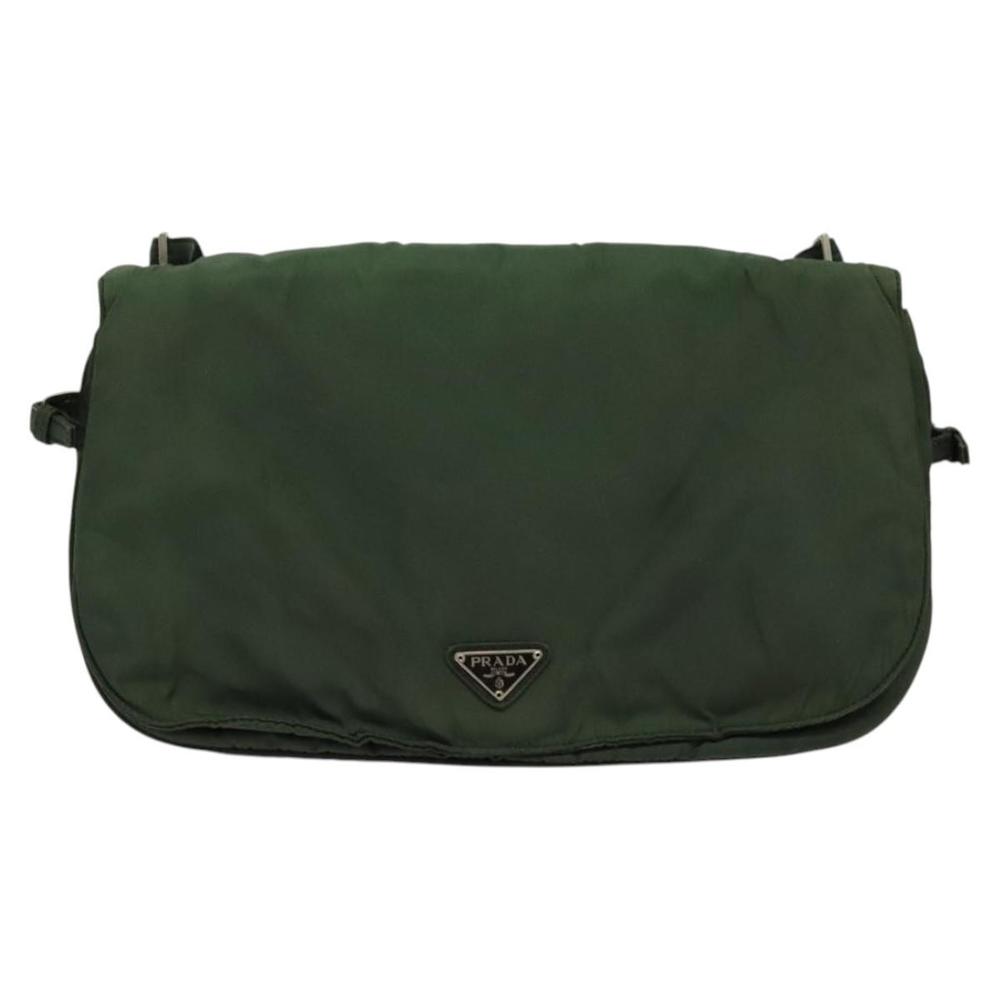 PRADA Shoulder Bag Nylon Khaki Silver Auth bs26048 - Picture 13 of 16